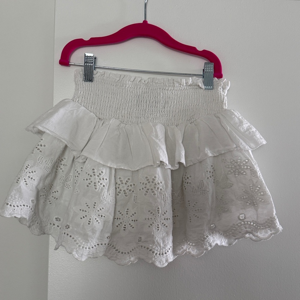Katie J NYC Faye White Eyelet Ruffle Skirt Girls Medium - Picture 2 of 4